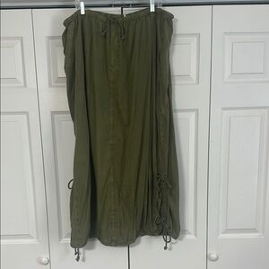 Free People Green Bubble Maxi Skirt with Ruched Details
